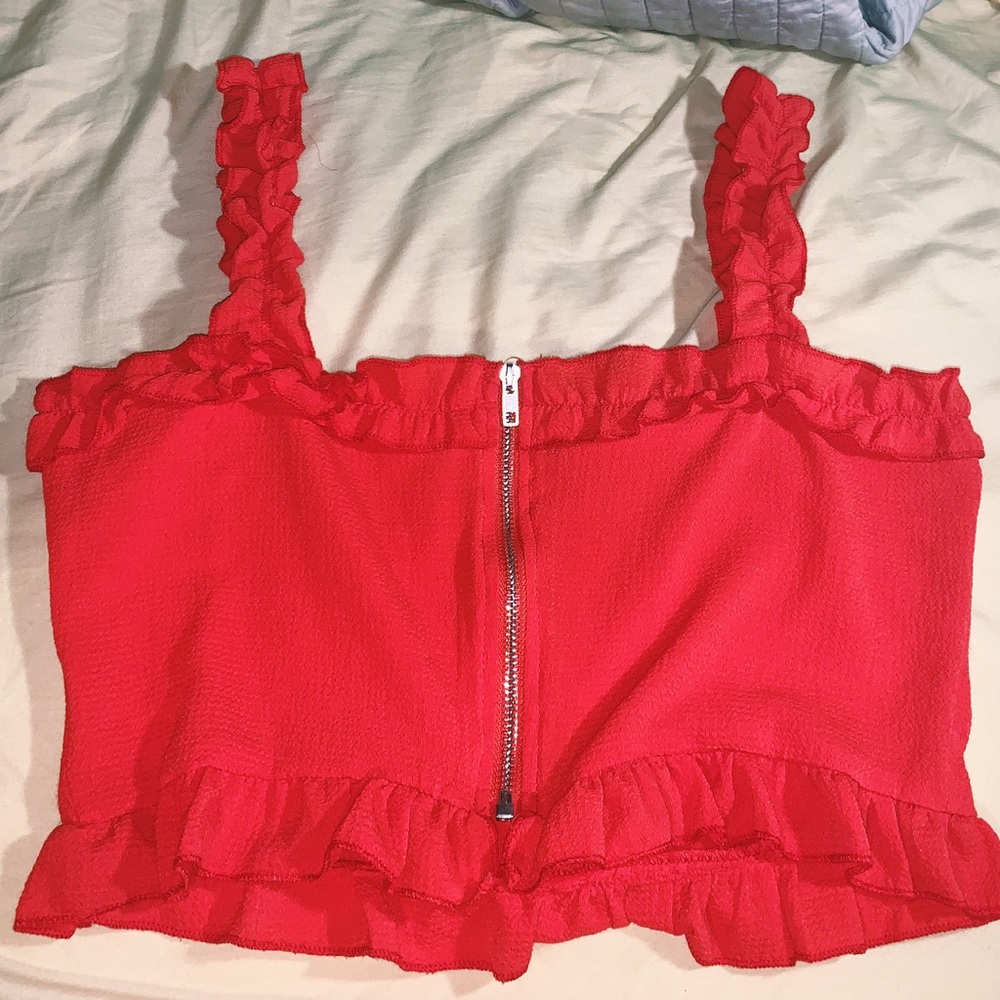 Red zip tank top